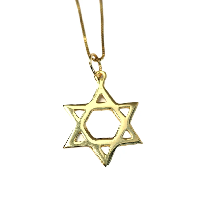 14k Yellow gold Classic Star of David Necklace