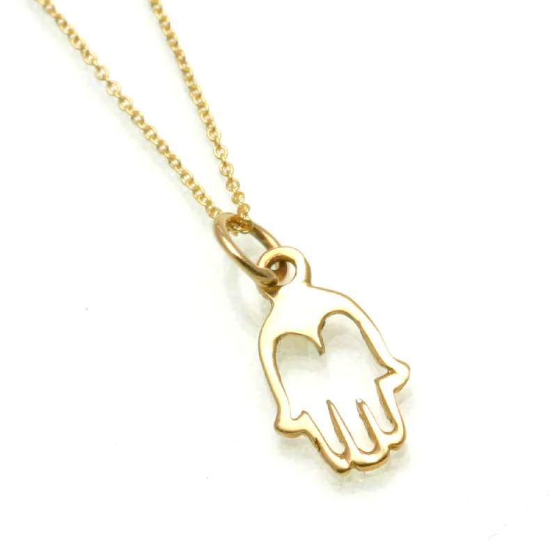 14k Yellow gold Hamsa hand Necklace Petite