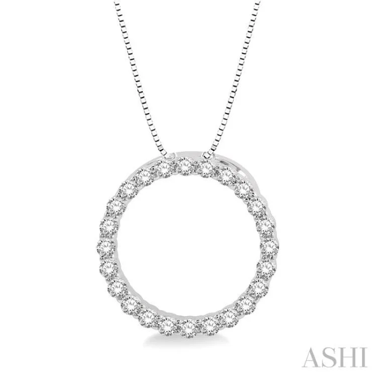 1/4 ctw Circle of Love Round Cut Diamond Pendant With Chain in 14K White Gold