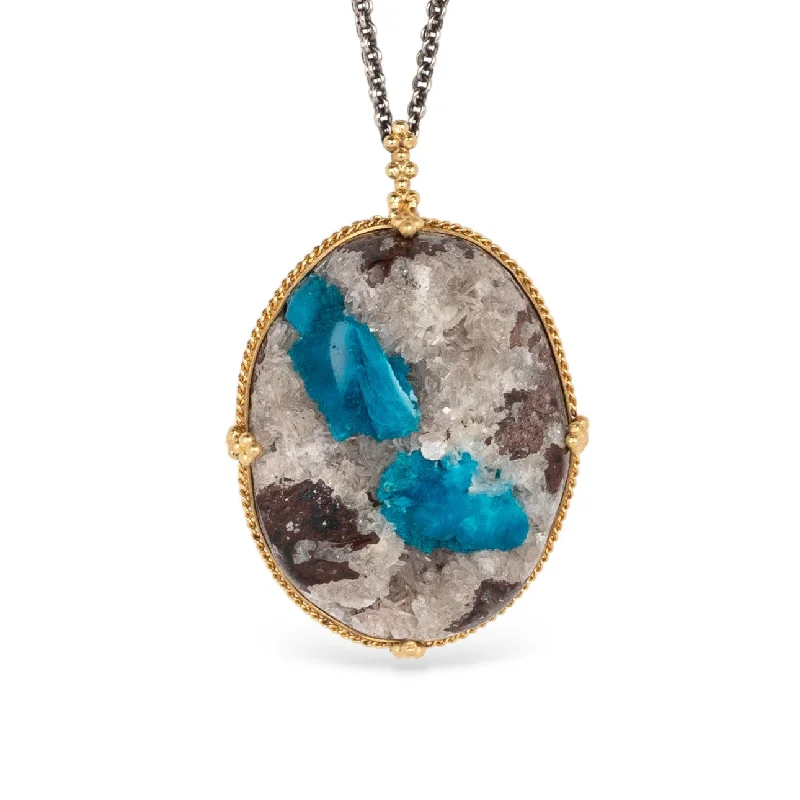 Contrast Cavansite Quartz Necklace