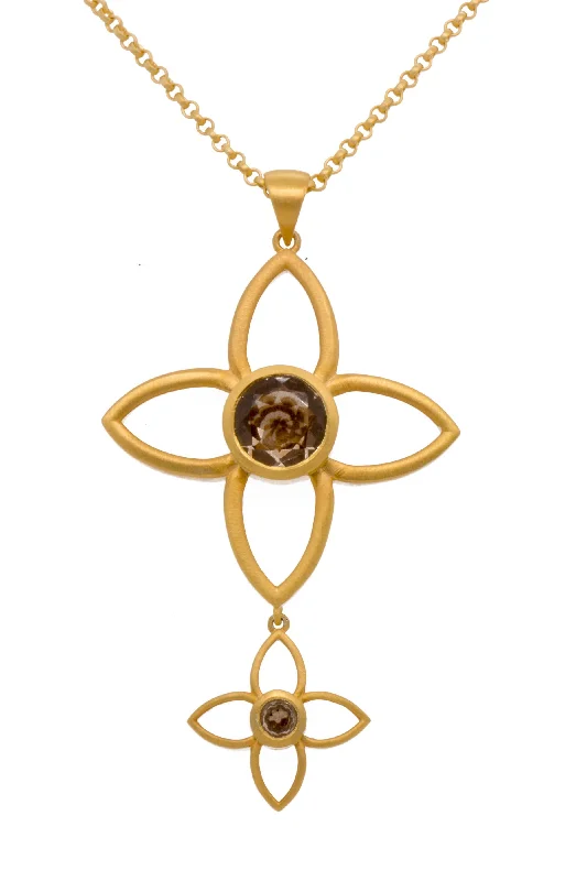 Joy Flower Double Pendant 40mm And 20mm 24K Gold Vermeil