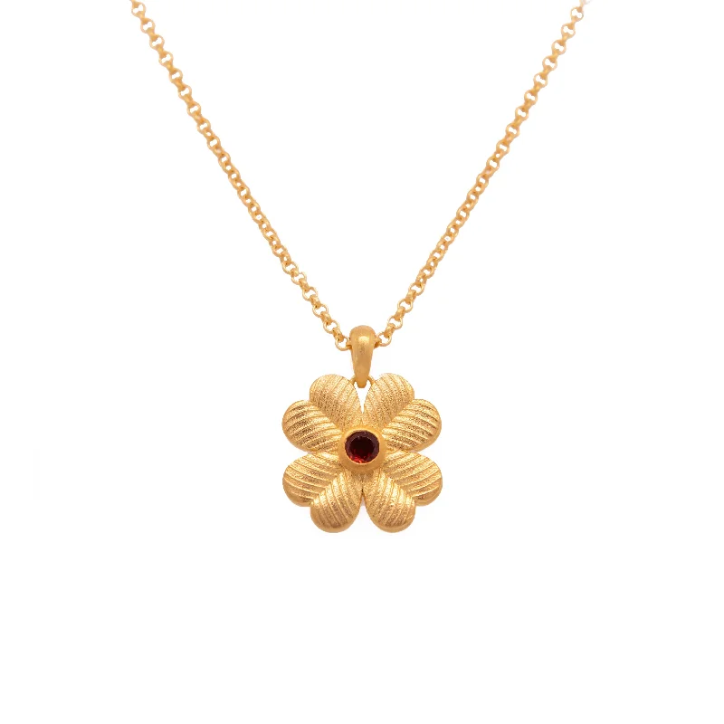 Lucky Clover Reversible Pendant Necklace 24K Gold Vermeil