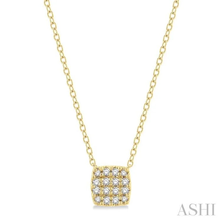 1/8 ctw Cushion Shape Round Cut Diamond Petite Fashion Pendant With Chain in 10K Yellow Gold