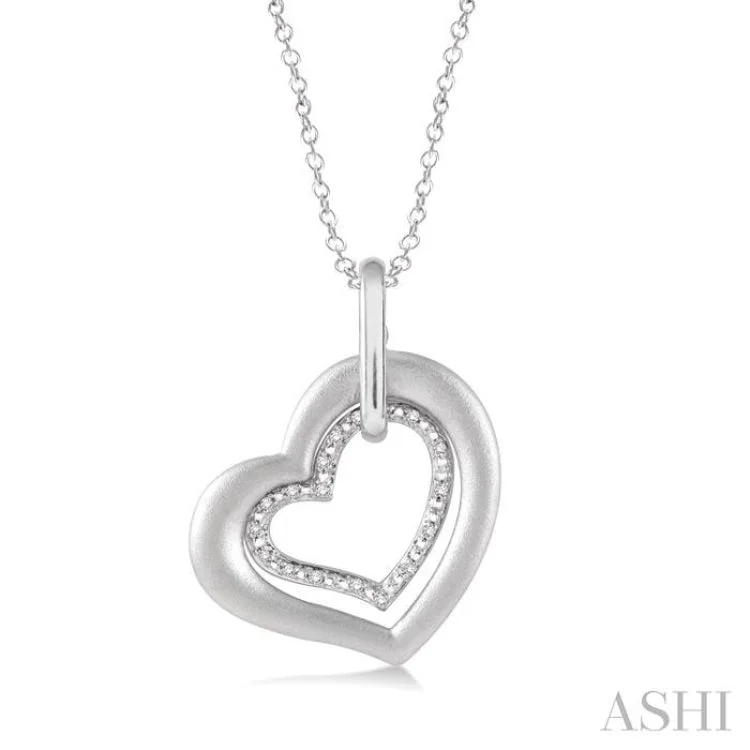 1/20 Ctw Single Cut Diamond Heart Pendant in Sterling Silver with Chain