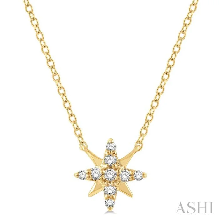 1/10 ctw Star Round Cut Diamond Petite Fashion Pendant With Chain in 10K Yellow Gold