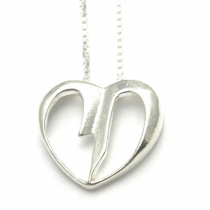 Sterling Silver Chai Heart Pendant Slide Necklace