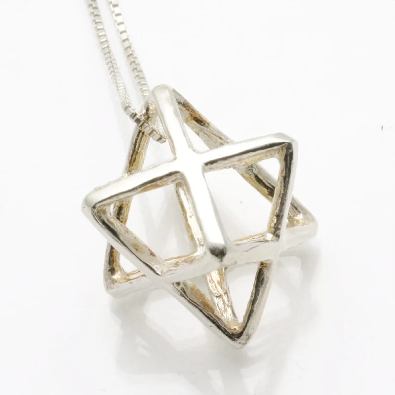 Sterling Silver Jewish Star of David Merkava Necklace