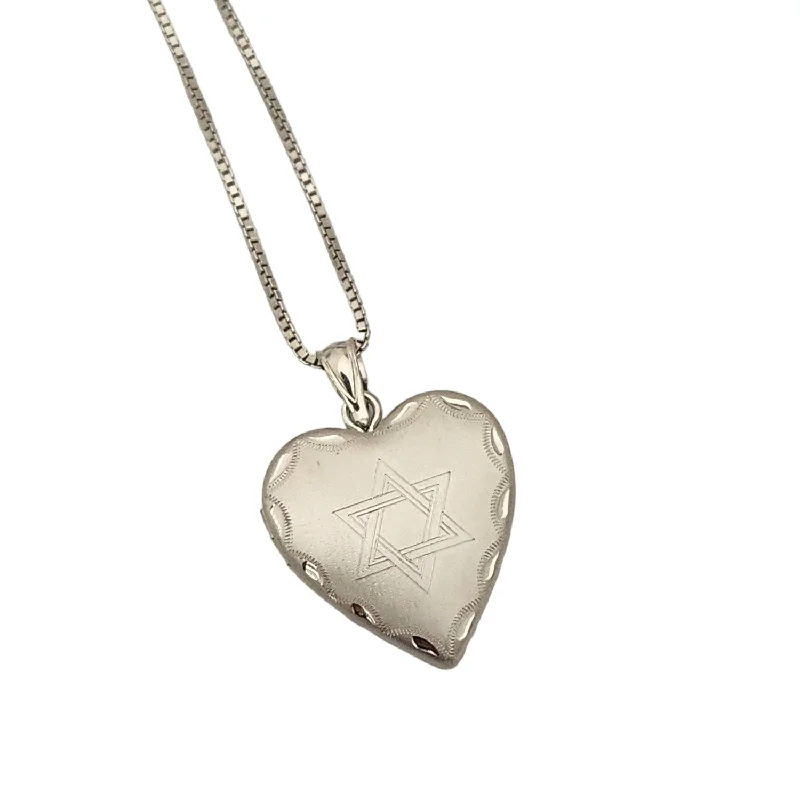 Sterling Silver Star of David Heart Locket