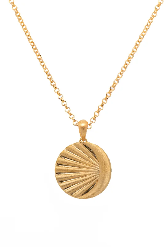 Moon Ray Pendant Necklace 24K Gold Vermeil