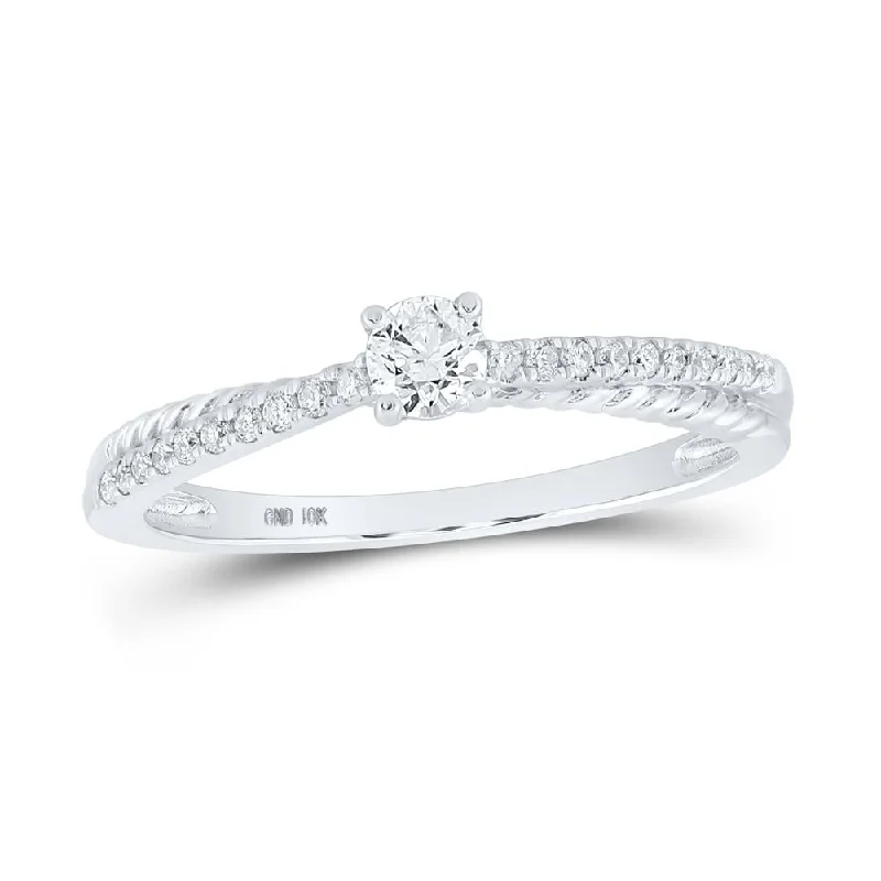 10kt White Gold Womens Round Diamond Solitaire Ring 1/4 Cttw