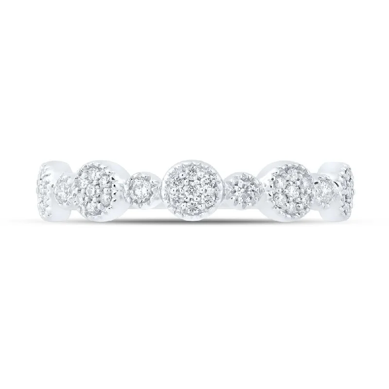 10kt White Gold Womens Round Diamond Stackable Band Ring 1/5 Cttw