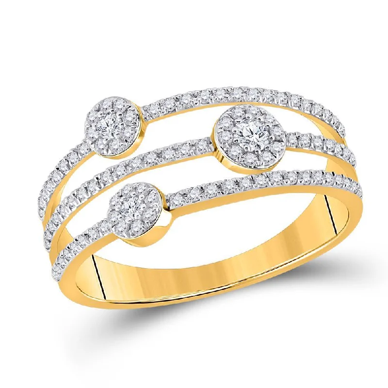 10kt Yellow Gold Womens Round Diamond Band Ring 1/3 Cttw