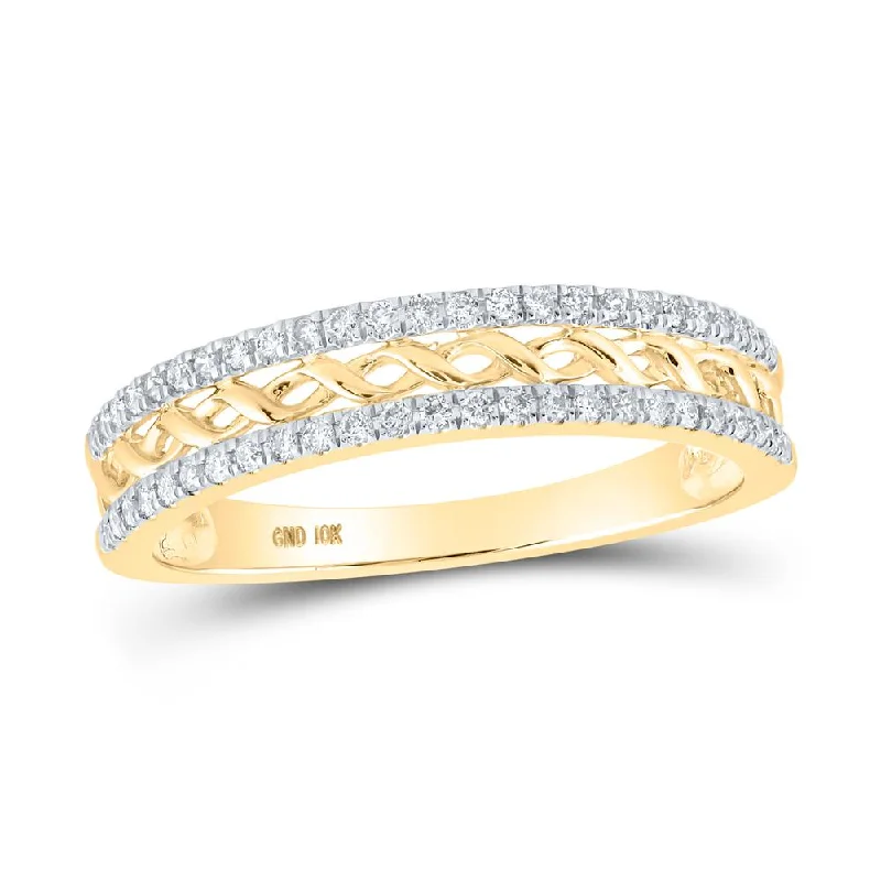 10kt Yellow Gold Womens Round Diamond Band Ring 1/5 Cttw