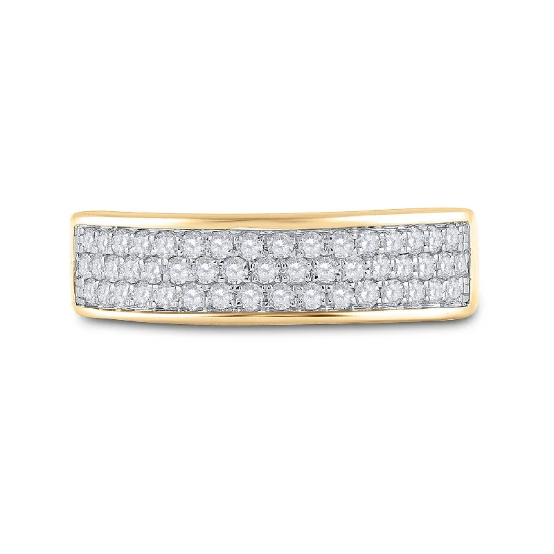 10kt Yellow Gold Womens Round Diamond Pave Band Ring 1/2 Cttw