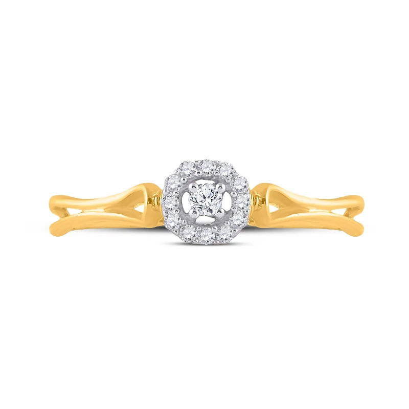 10kt Yellow Gold Womens Round Diamond Solitaire Promise Ring 1/10 Cttw