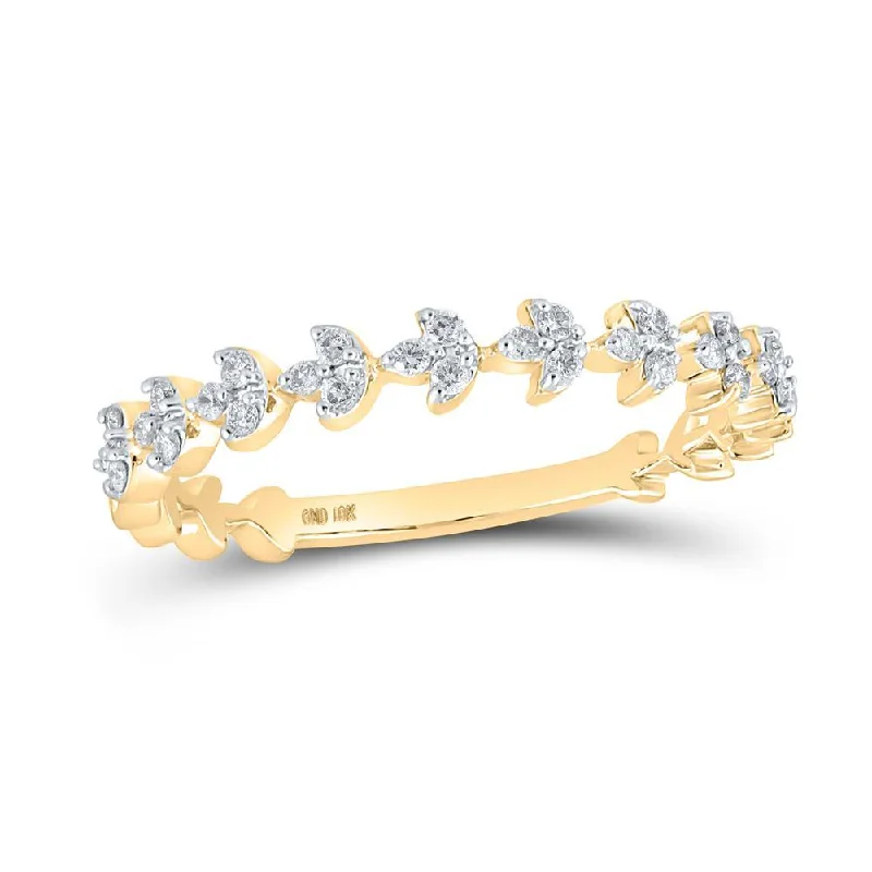 10kt Yellow Gold Womens Round Diamond Stackable Band Ring 1/6 Cttw