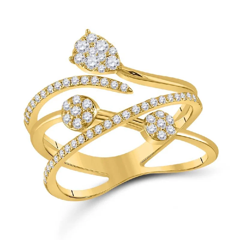 14kt Yellow Gold Womens Round Diamond Abstract Fashion Ring 1/2 Cttw