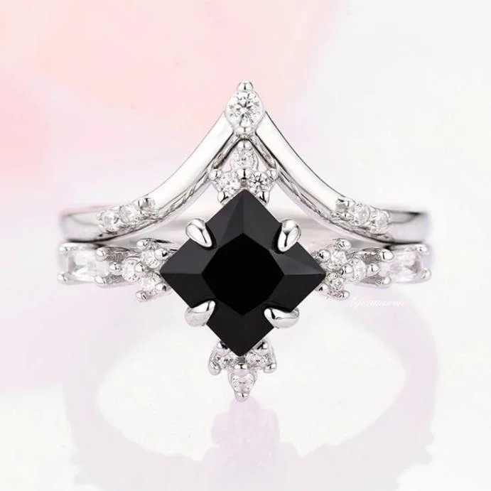 Black Onyx Ring Set- 925 Sterling Silver