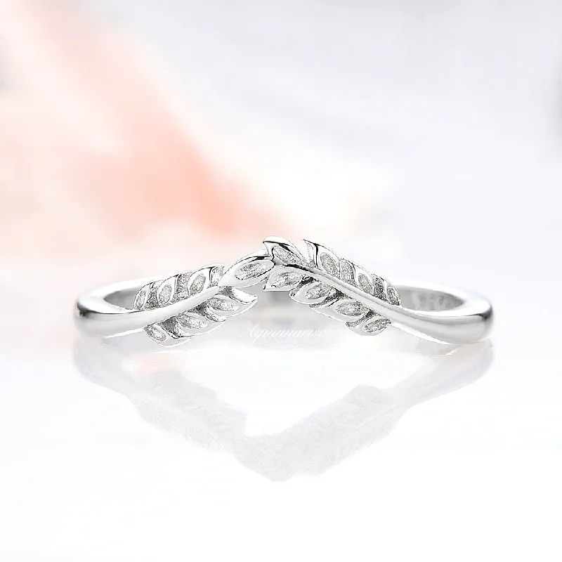 Filigree Leaf Wedding Band- Sterling Silver