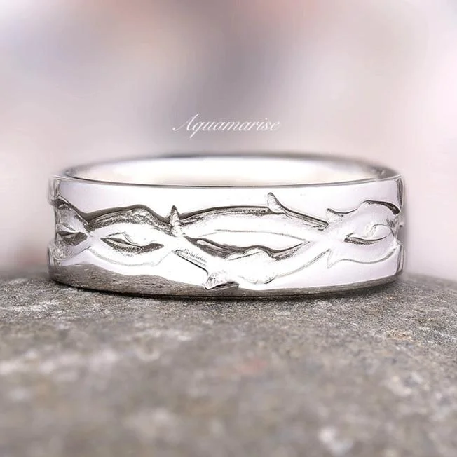 Leaf Wedding Band- 6MM 925 Sterling Silver