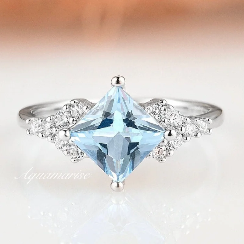 Ellie Aquamarine Ring- Sterling Silver