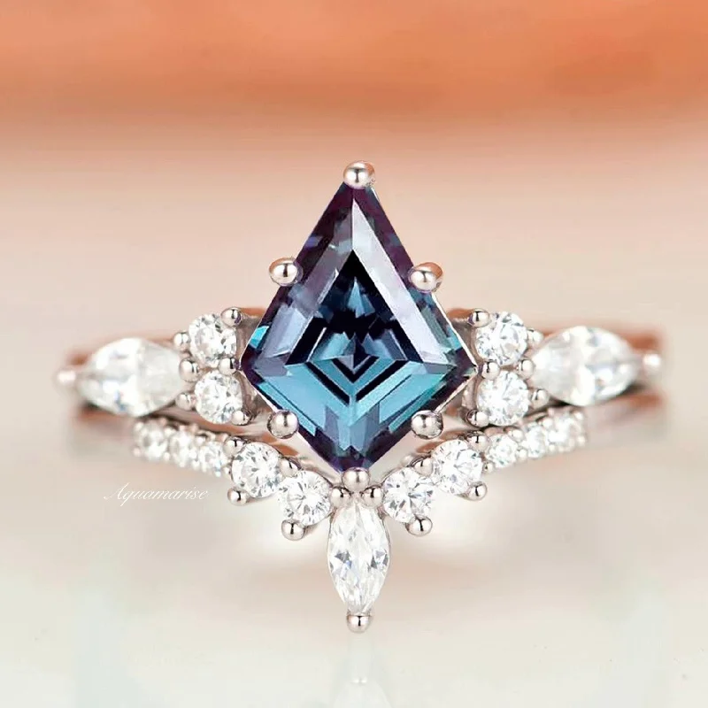 Skye Kite™  Alexandrite Engagement Ring Set- 14K White Gold