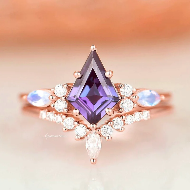 Skye Kite™  Alexandrite & Moonstone Ring Set- 14K Rose Gold Vermeil