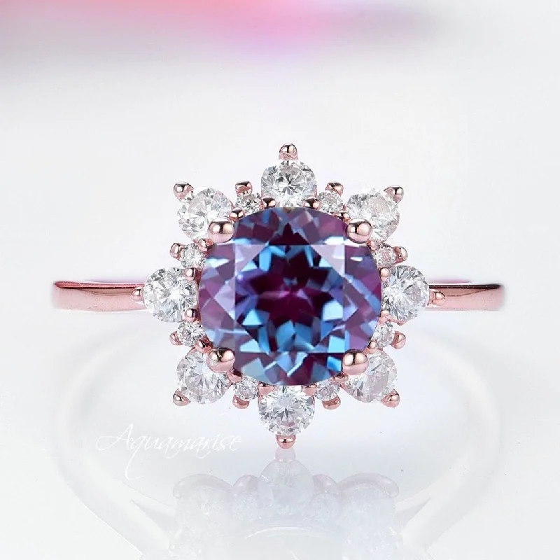 Snowflake Alexandrite Ring- 14K Rose Gold Vermeil