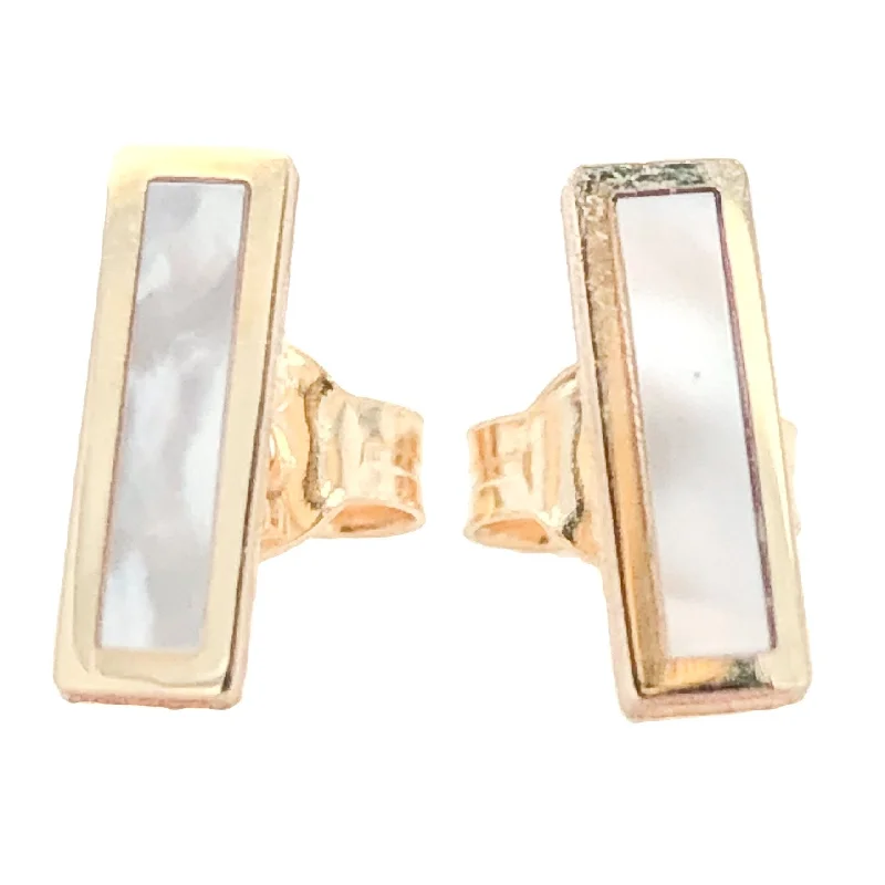 14K Y Gold MOP Bar Earrings