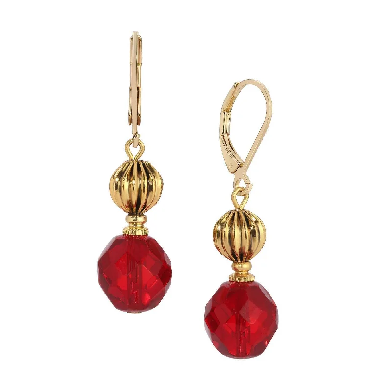 1928 Jewelry Glimmering Siam Red Dangling Earrings