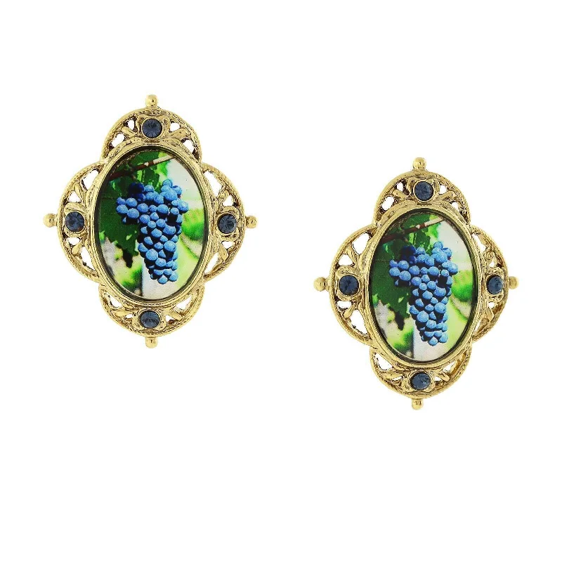 1928 Jewelry Winery Purple Grapes Decal Post Earrings