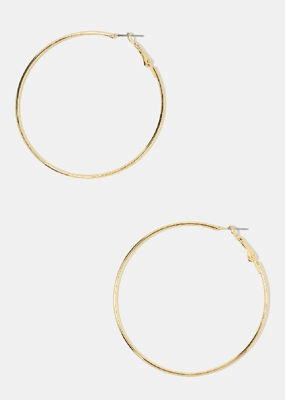 60MM Gold Metal Hoop Earrings