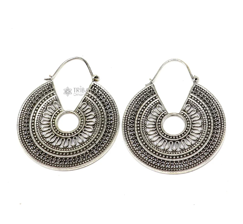 92.5 sterling silver gorgeous Exclusive design hoops hanging earrings fabulous silver ethnic tribal  functional earrings jewellery s1261