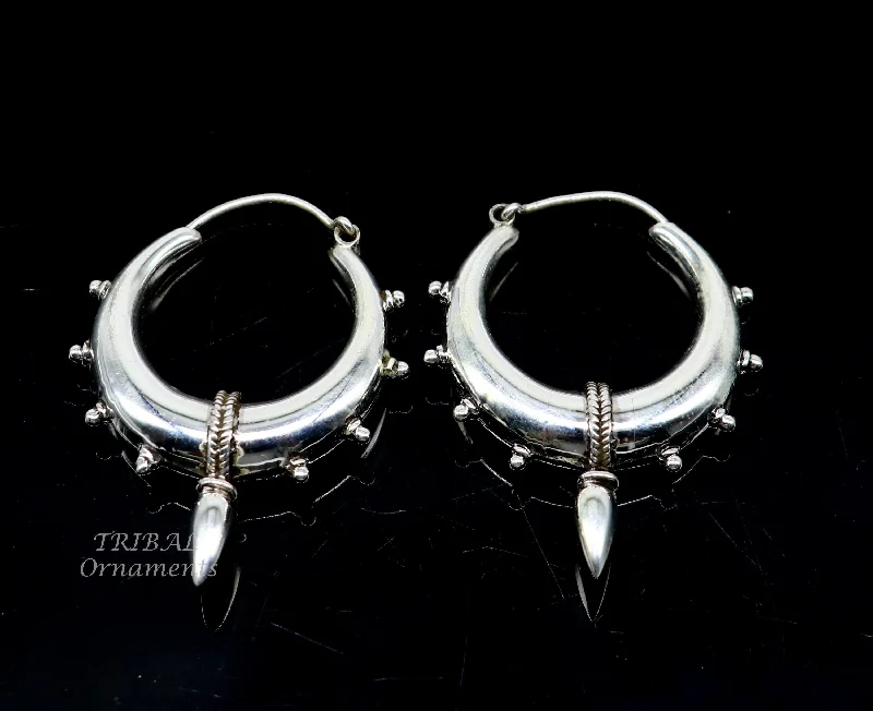 925 sterling silver handmade vintage ethnic style hoops earrings kundal,ethnic pretty bali tribal belly dance jewelry from india s1067