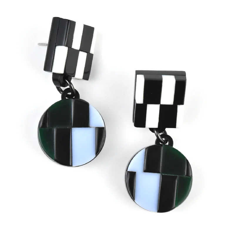 Aurora AM Checkered Dangle Earrings