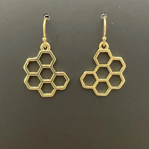 Brass Honeycomb Earrings