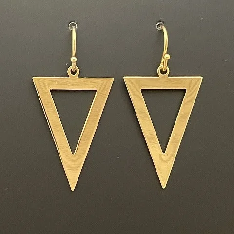 Brass Triangle Earrings