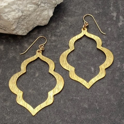 Brass Wavy Leaf Earrings