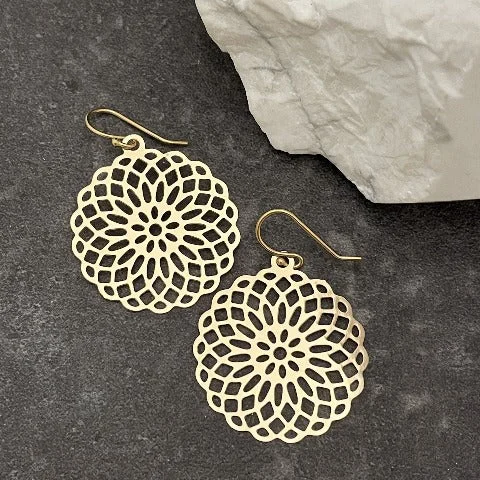 Geometric Brass Mandala Earrings