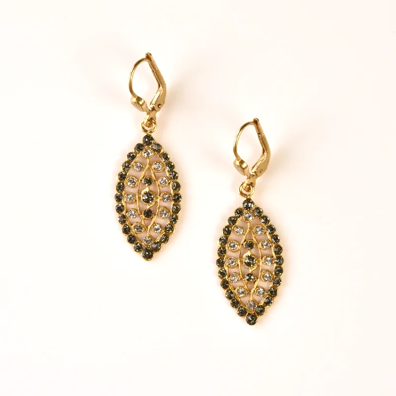 Crystal Almond Earrings in Grey Tones