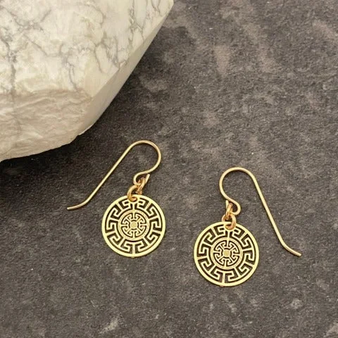 Dainty Brass Aztec Earrings