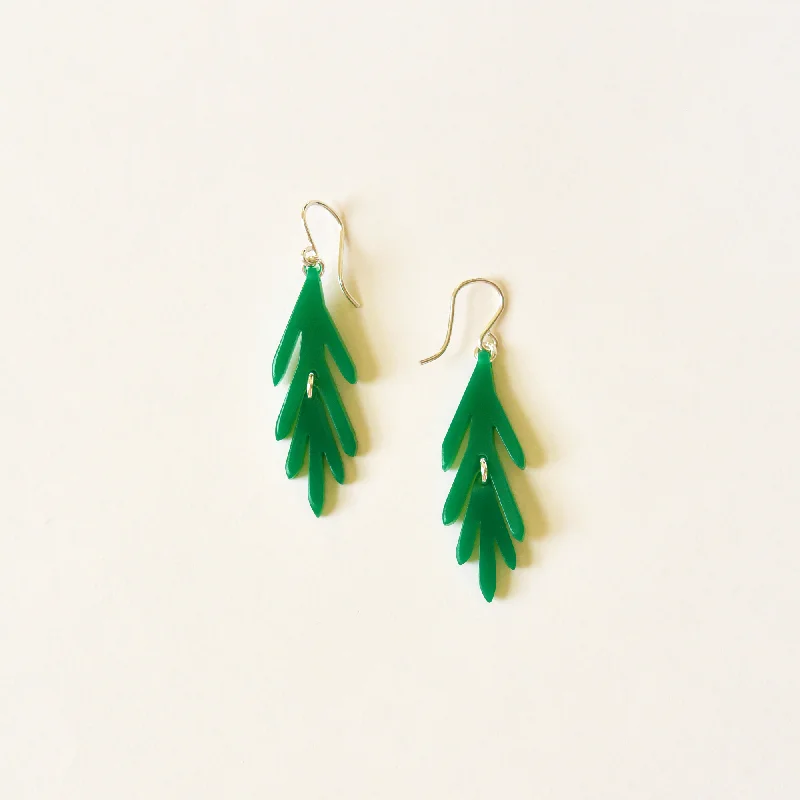 Emerald Green Leaf Earrings