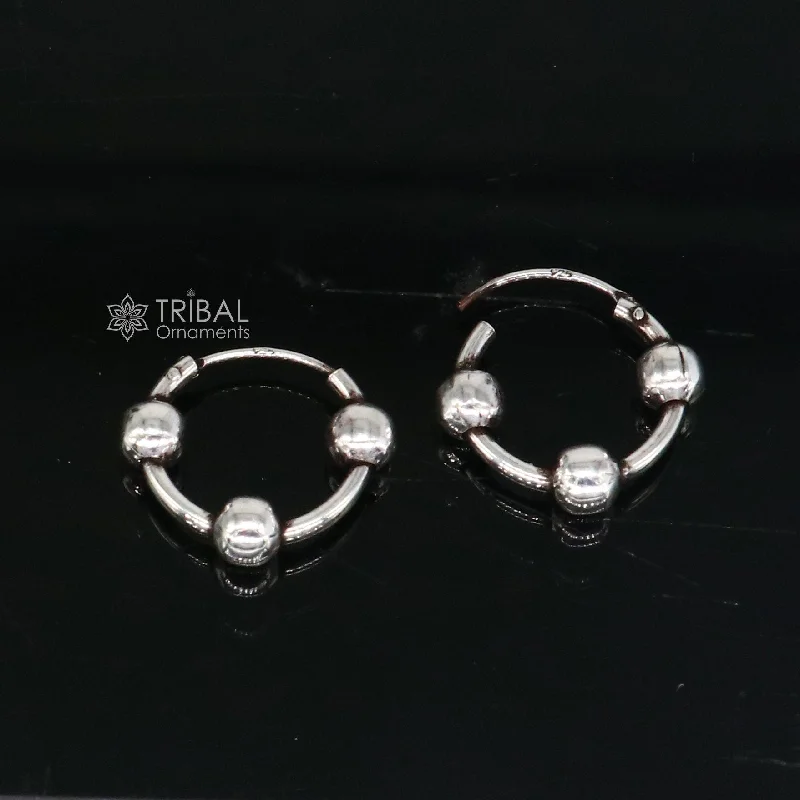 Exclusive new fancy stylish small  925 sterling silver handmade hoops earrings bali ,pretty gifting bali tribal jewelry india s1216