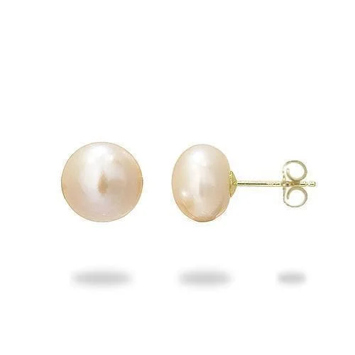 Freshwater Natural Color Pearl Earrings in Gold - 9-10mm