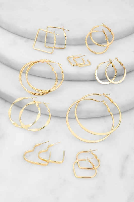 Assorted Metallic Geometric Hoop Earrings