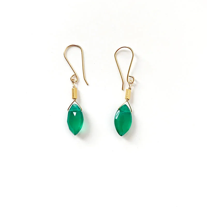 Green Onyx Leaf Earrings