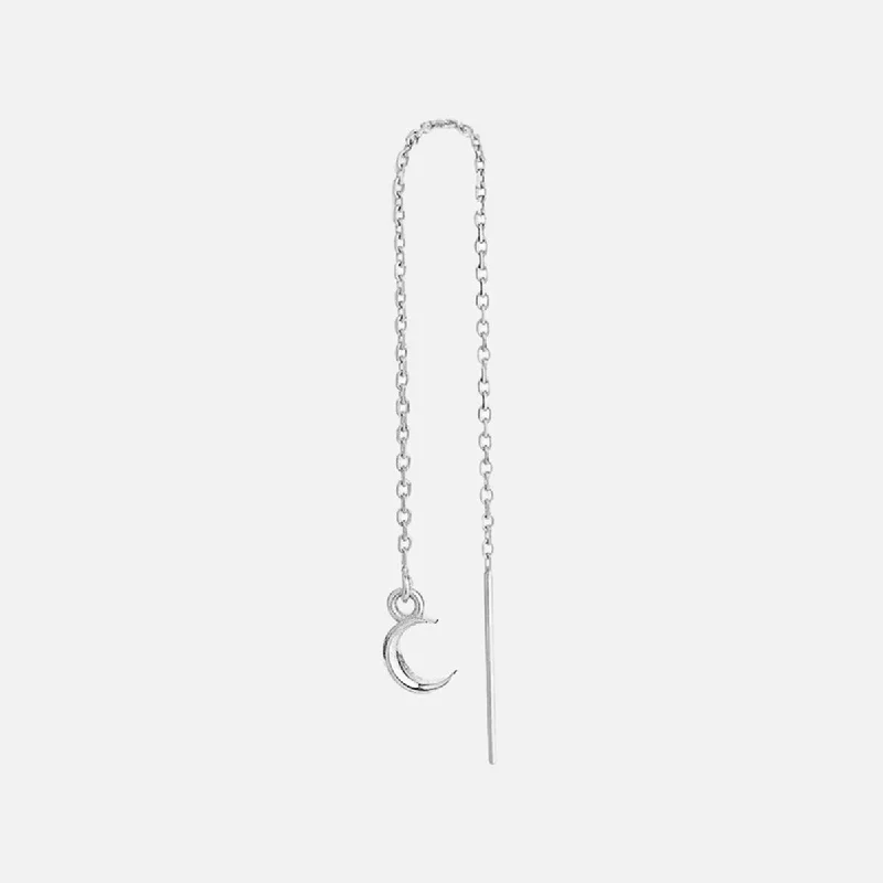 Itty Bitty Threader Earring, Crescent, Silver