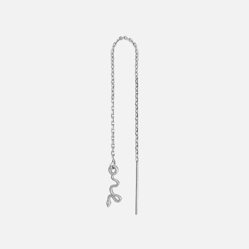 Itty Bitty Threader Earring, Snake, Silver