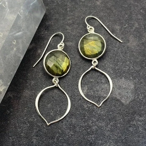 Labradorite and Silver Arabesque Earrings