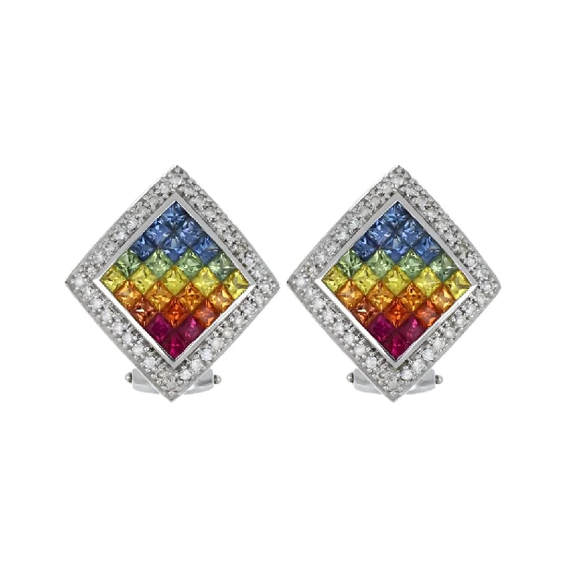 Multi-Color Sapphire Earrings (Multi-Color Sapphire 4.85 cts. White Diamond 0.54 cts.)